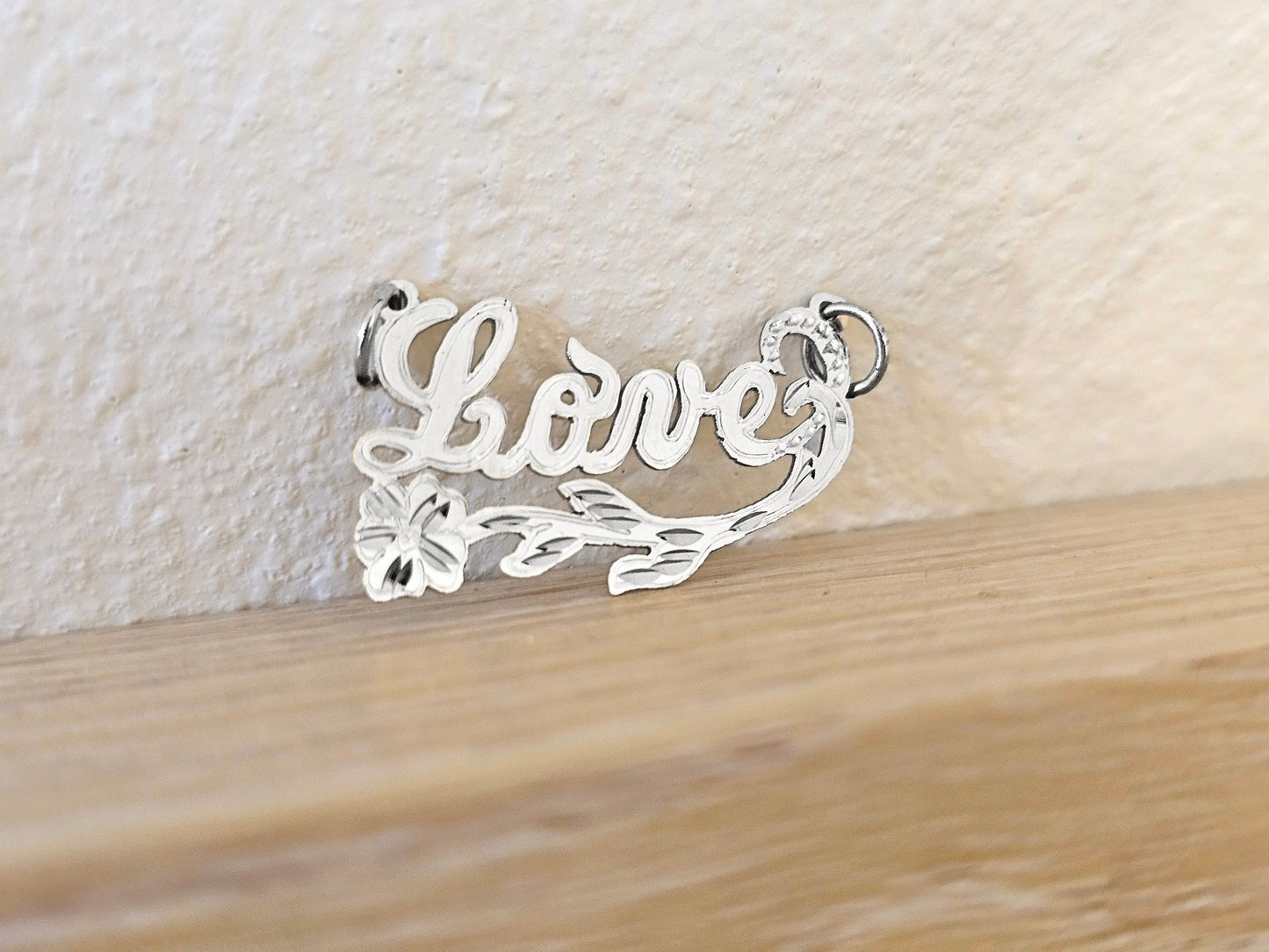 925 Sterling Silver Name Pendant Necklace with Rose Design