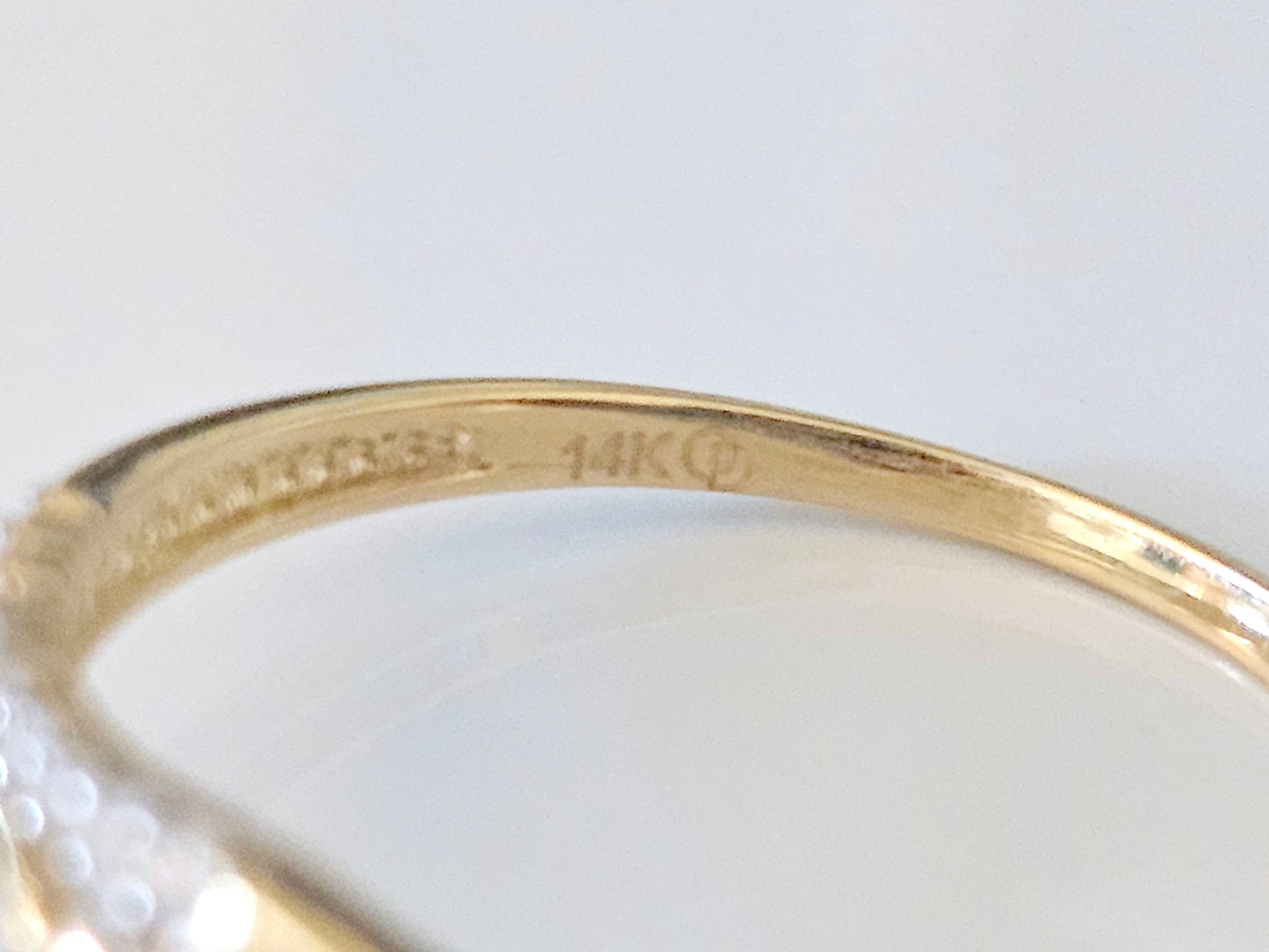 14K Solid Yellow Gold Three Hearts Ring Band with CZ Stones