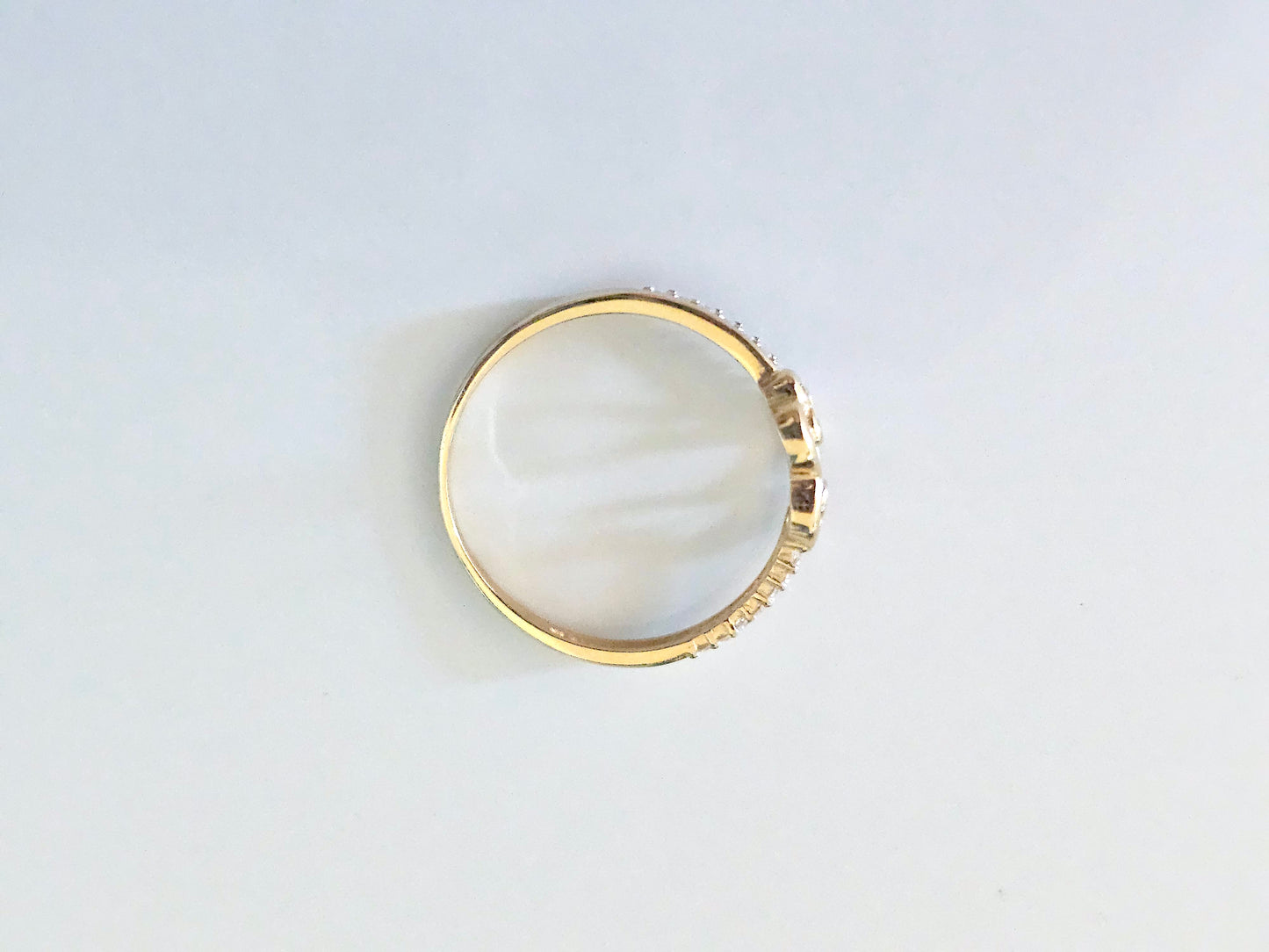 14K Solid Yellow Gold Three Hearts Ring Band with CZ Stones
