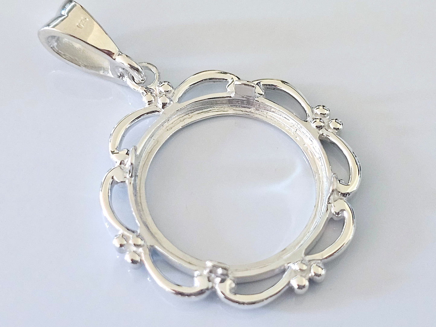925 Sterling Silver Scalloped Bezel for 19mm Penny 1 Cent Coins