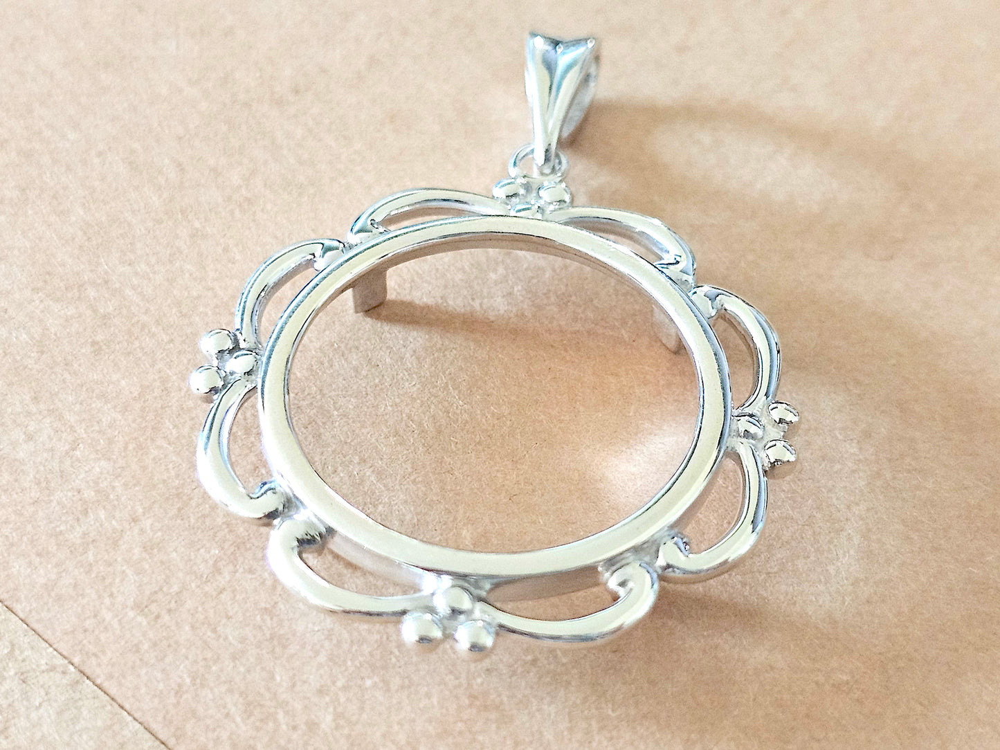 925 Sterling Silver Scalloped Bezel for 24mm Quarters 25 Cents Coins