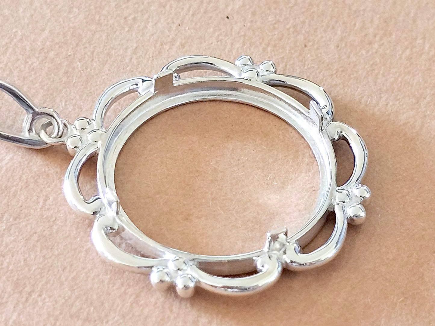 925 Sterling Silver Scalloped Bezel for 24mm Quarters 25 Cents Coins