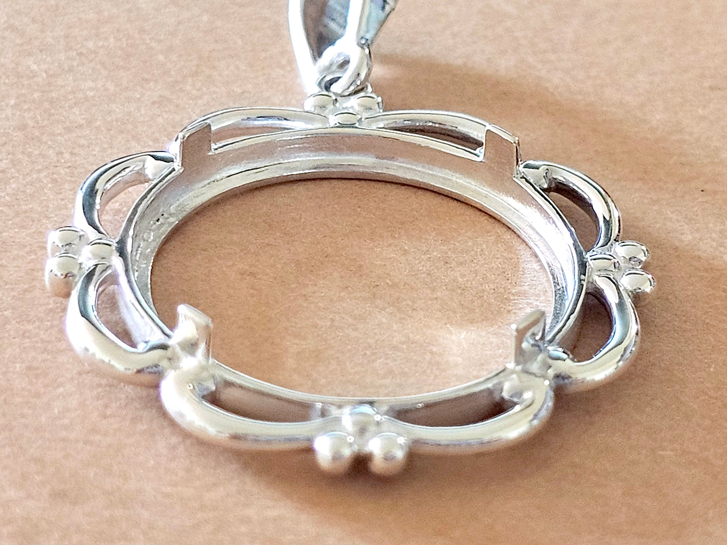 925 Sterling Silver Scalloped Bezel for 24mm Quarters 25 Cents Coins