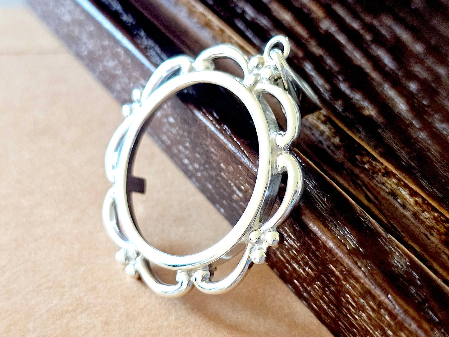 925 Sterling Silver Scalloped Bezel for 24mm Quarters 25 Cents Coins