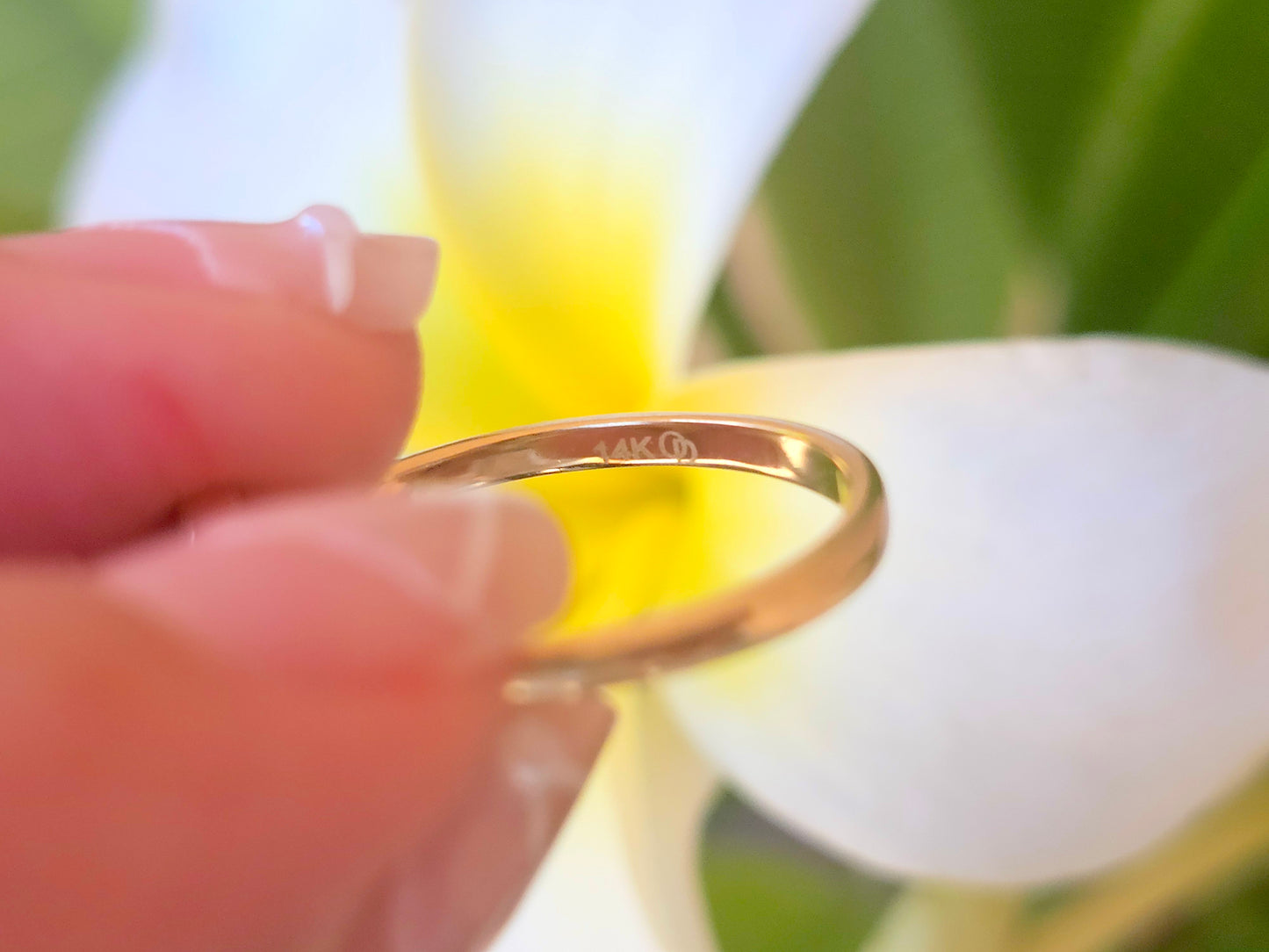 14K Solid Yellow Gold Four Leaf Clover Ring Band with CZ Stones