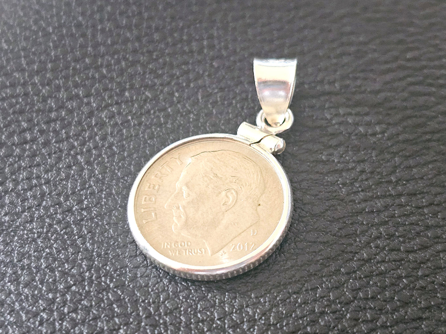 925 Sterling Silver Screw Top Simple Bezel for 18mm Dime 10 Cent Coins