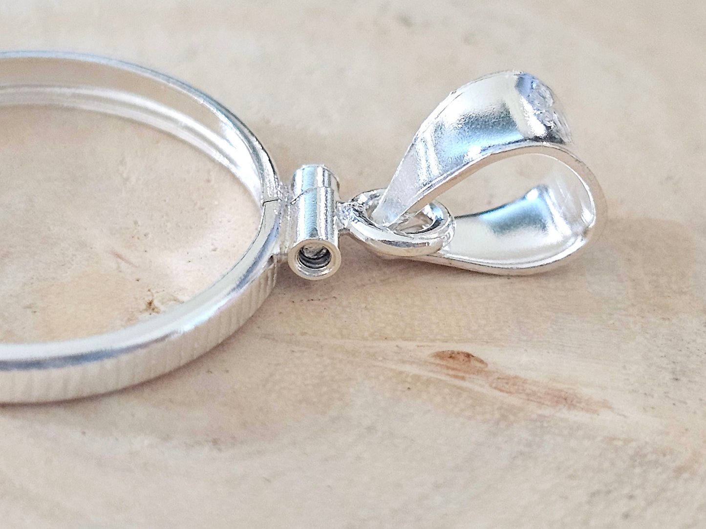 925 Sterling Silver Screw Top Simple Bezel for 19mm Penny 1 Cent Coins