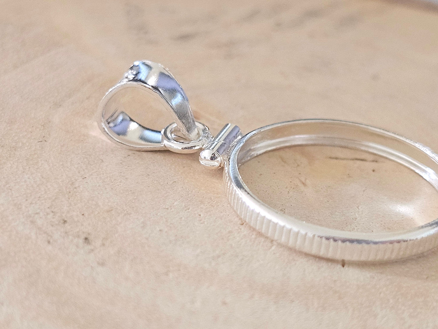 925 Sterling Silver Screw Top Simple Bezel for 19mm Penny 1 Cent Coins