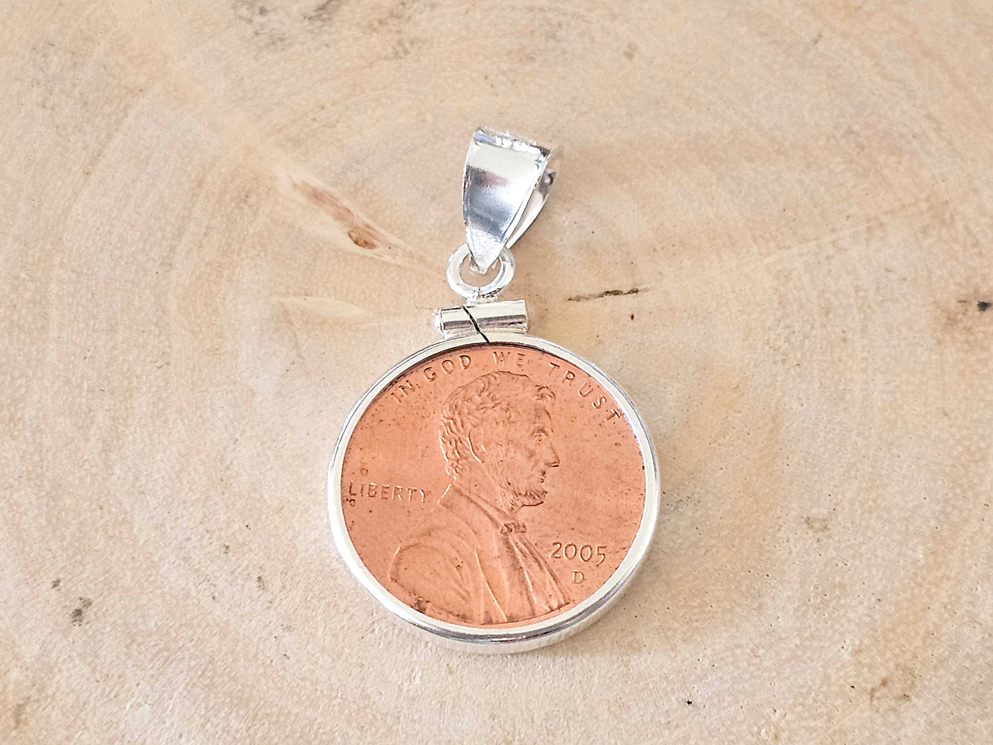 925 Sterling Silver Screw Top Simple Bezel for 19mm Penny 1 Cent Coins