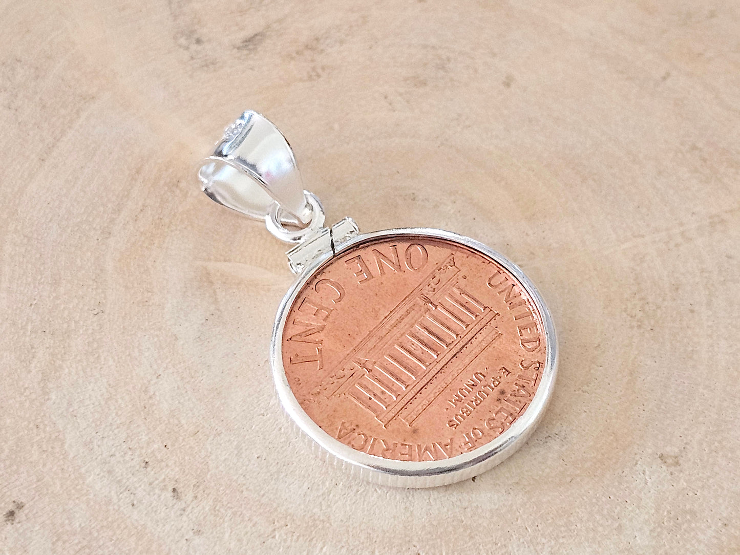 925 Sterling Silver Screw Top Simple Bezel for 19mm Penny 1 Cent Coins