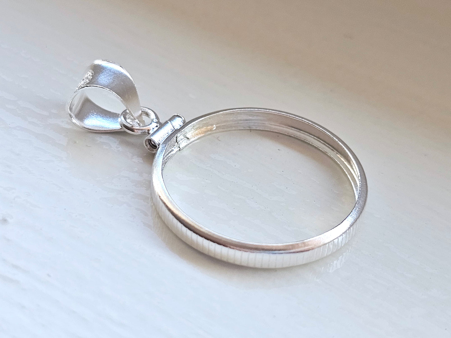 925 Sterling Silver Screw Top Simple Bezel for 21mm Nickel 5 Cent Coins