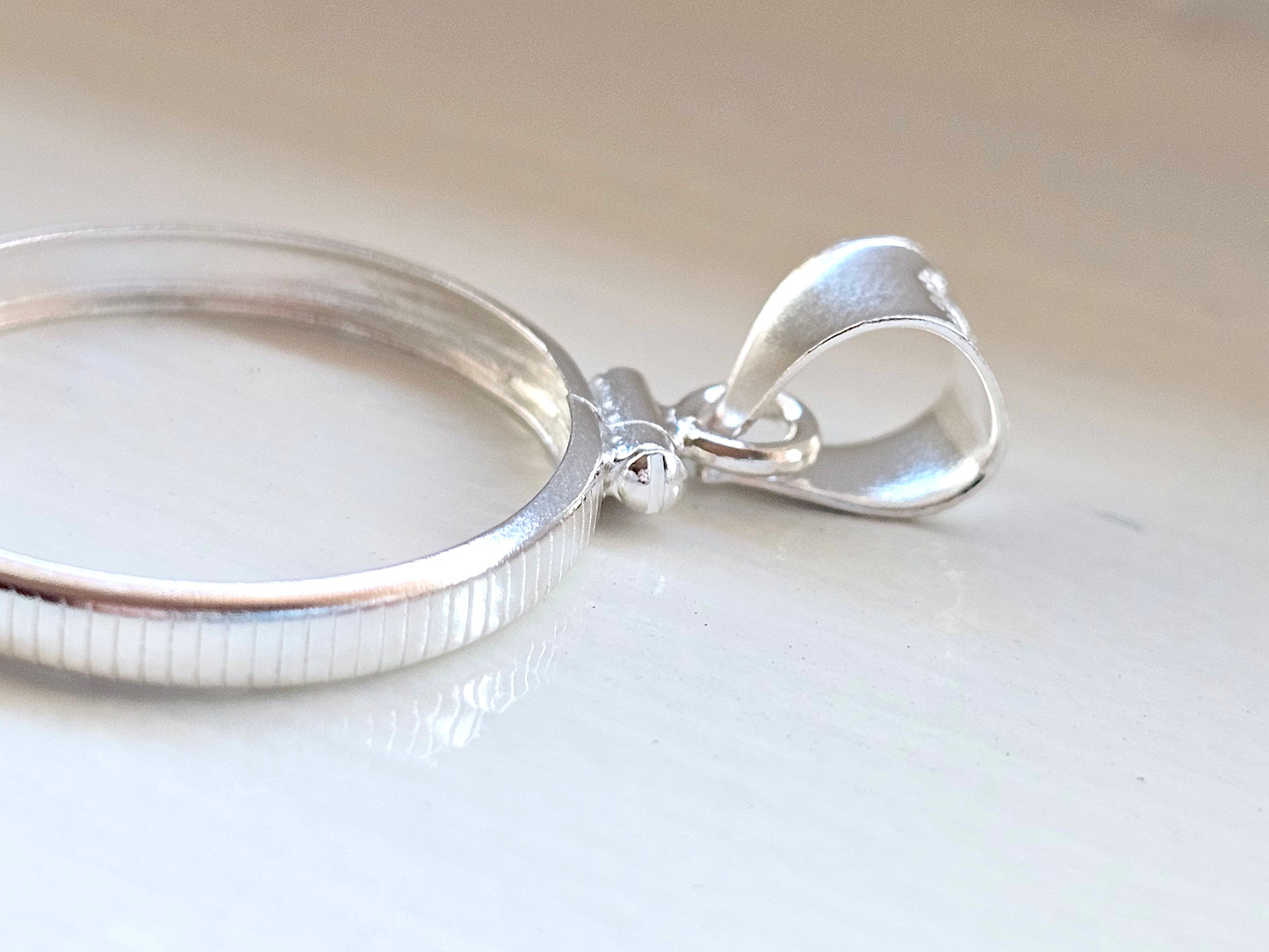 925 Sterling Silver Screw Top Simple Bezel for 21mm Nickel 5 Cent Coins