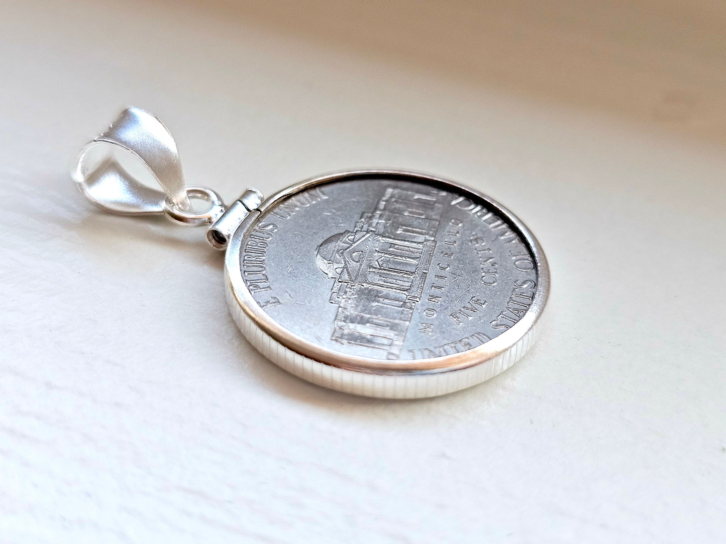 925 Sterling Silver Screw Top Simple Bezel for 21mm Nickel 5 Cent Coins