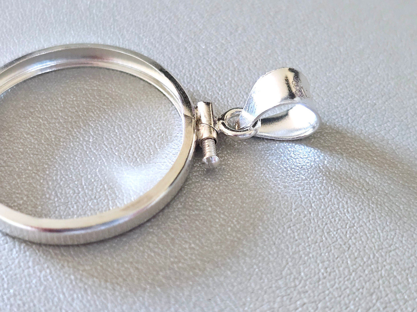 925 Sterling Silver Screw Top Simple Bezel for 24mm Quarters 25 Cents Coins
