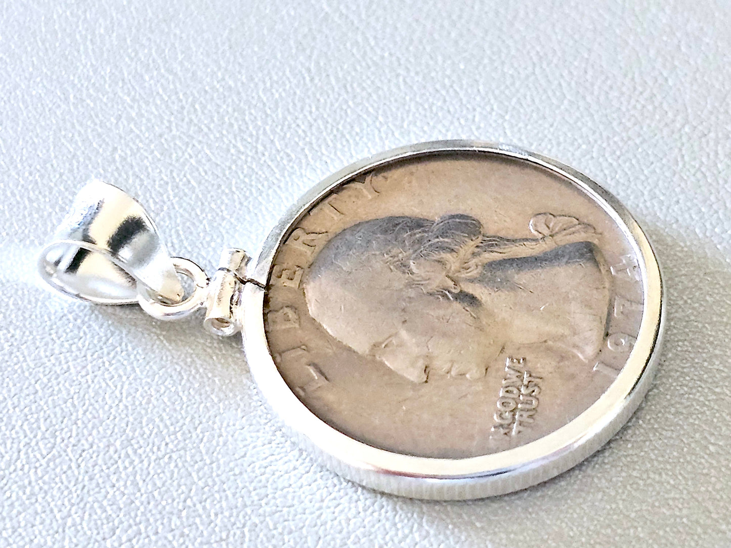 925 Sterling Silver Screw Top Simple Bezel for 24mm Quarters 25 Cents Coins