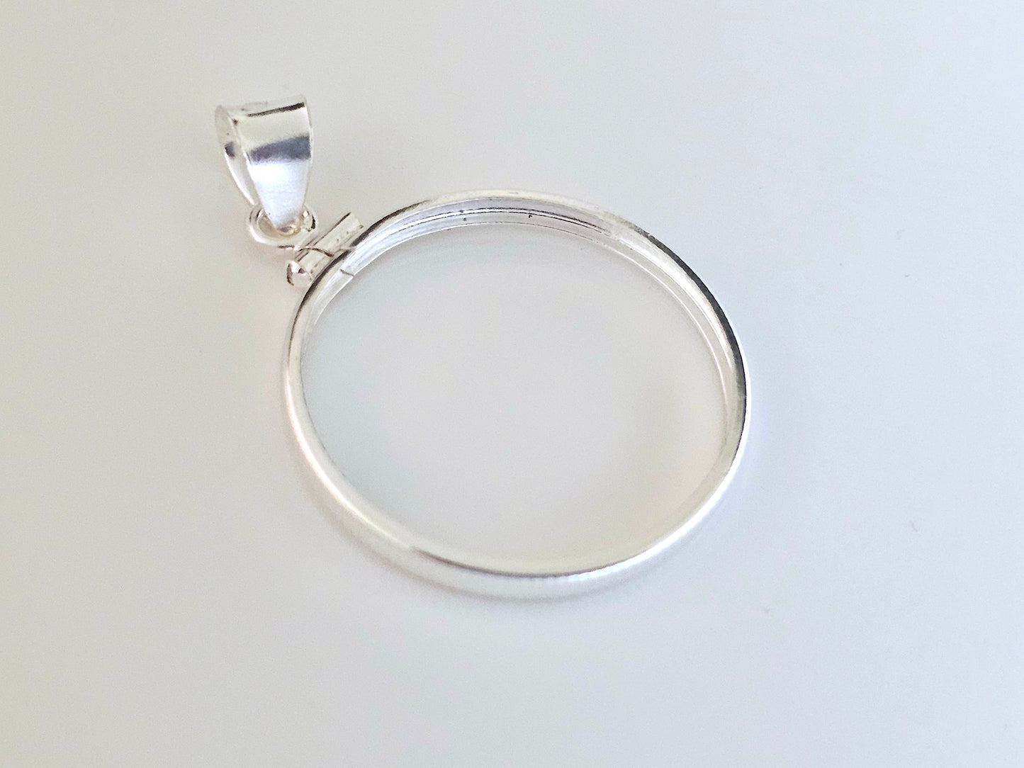 925 Sterling Silver Screw Top Simple Bezel for 26mm Susan B Anthony Sacagawea Dollar Coins