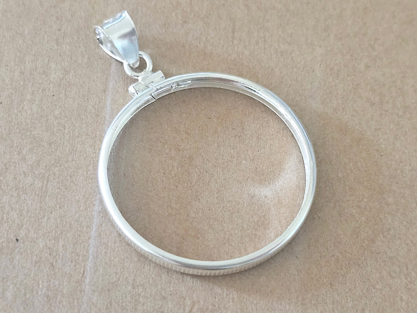 925 Sterling Silver Screw Top Simple Bezel for 30mm Half Dollar 50 Cents Coins