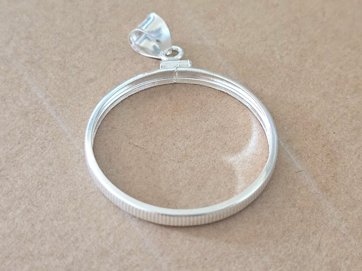 925 Sterling Silver Screw Top Simple Bezel for 30mm Half Dollar 50 Cents Coins