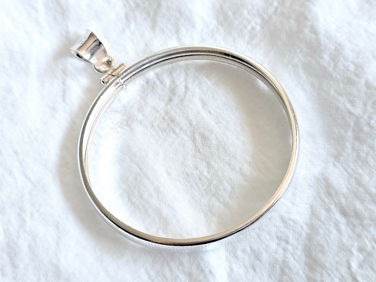 925 Sterling Silver Screw Top Simple Bezel for 39mm Coins Mexican Cien Pesos