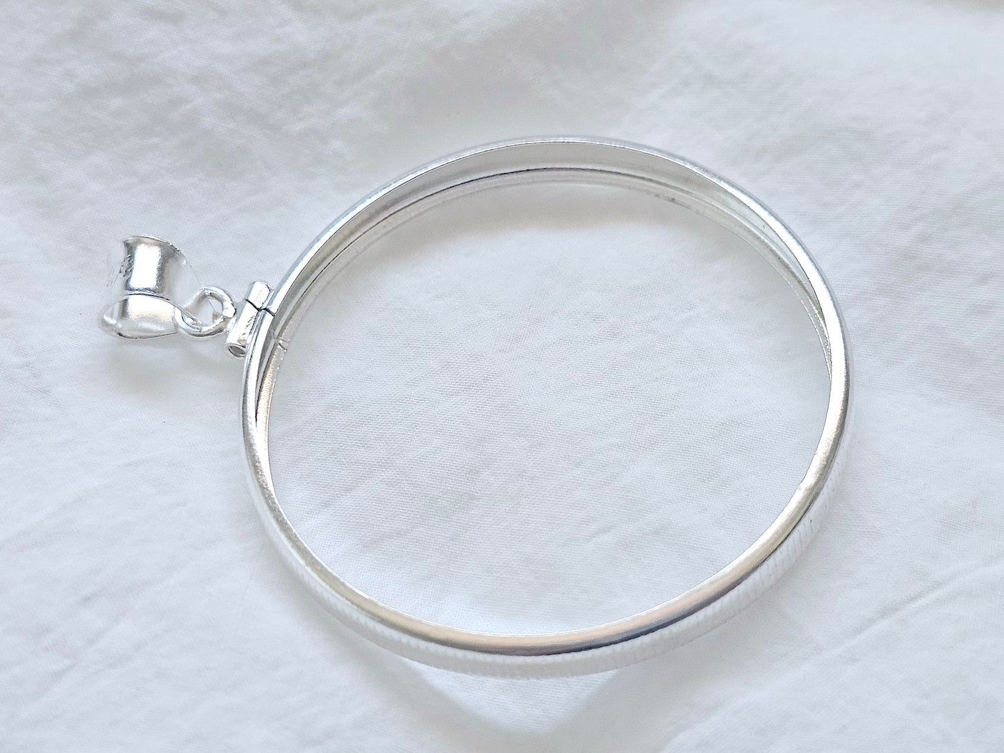 925 Sterling Silver Screw Top Simple Bezel for 39mm Coins Mexican Cien Pesos