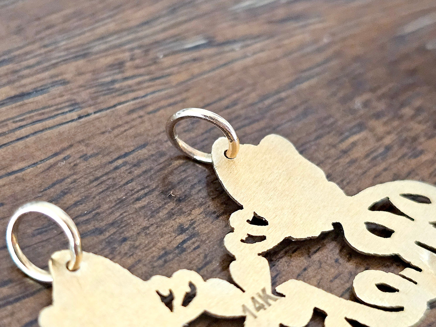 14K Solid Yellow Gold Name Pendant Necklace with Two Large Butterflies