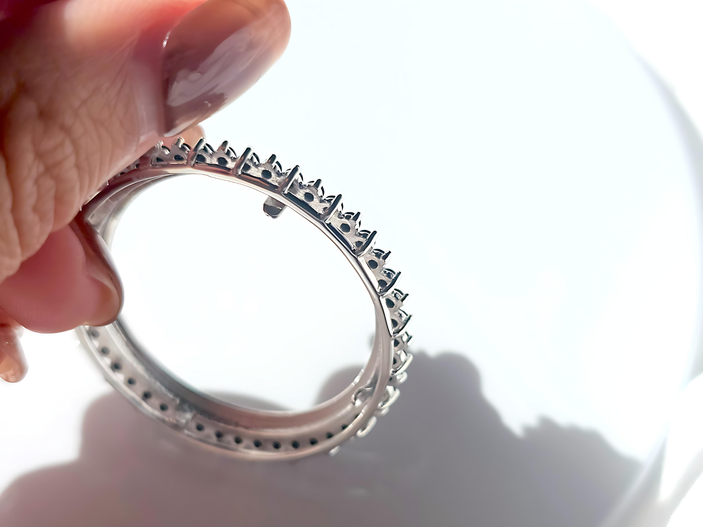 925 Sterling Silver Prong Back Cubic Zirconia CZ Halo Bezel for 30mm 50 Cent Coins