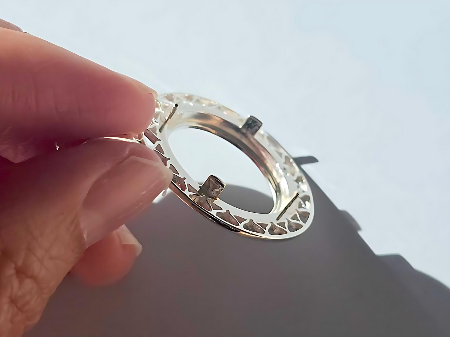 925 Sterling Silver Prong Back Filigree Edge Bezel for 18mm Dime 10 Cent Coins