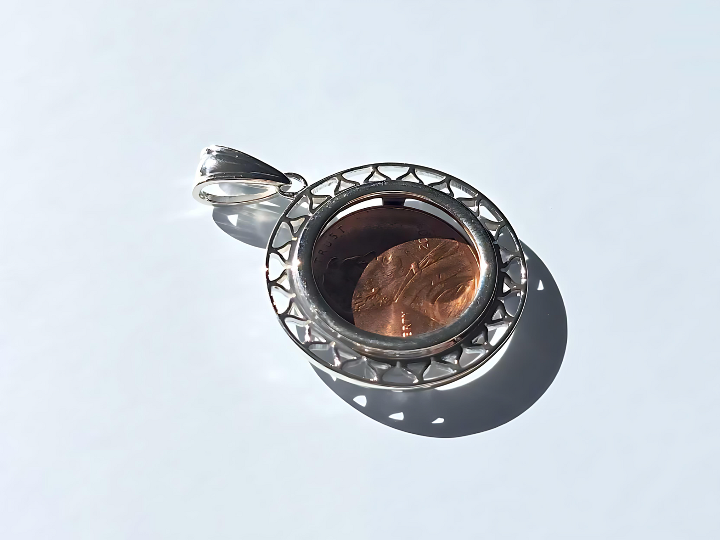 925 Sterling Silver Prong Back Filigree Edge Bezel for 19mm Penny 1 Cent Coins