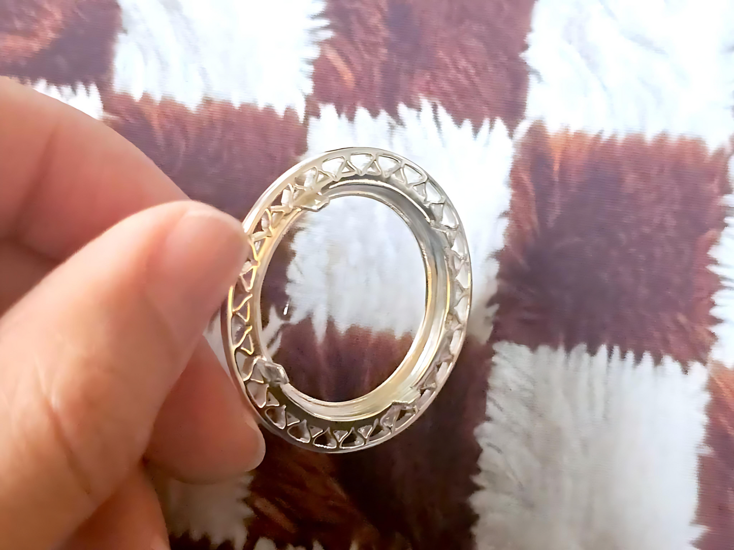 925 Sterling Silver Prong Back Filigree Edge Bezel for 24mm Quarter 25Cent Coins