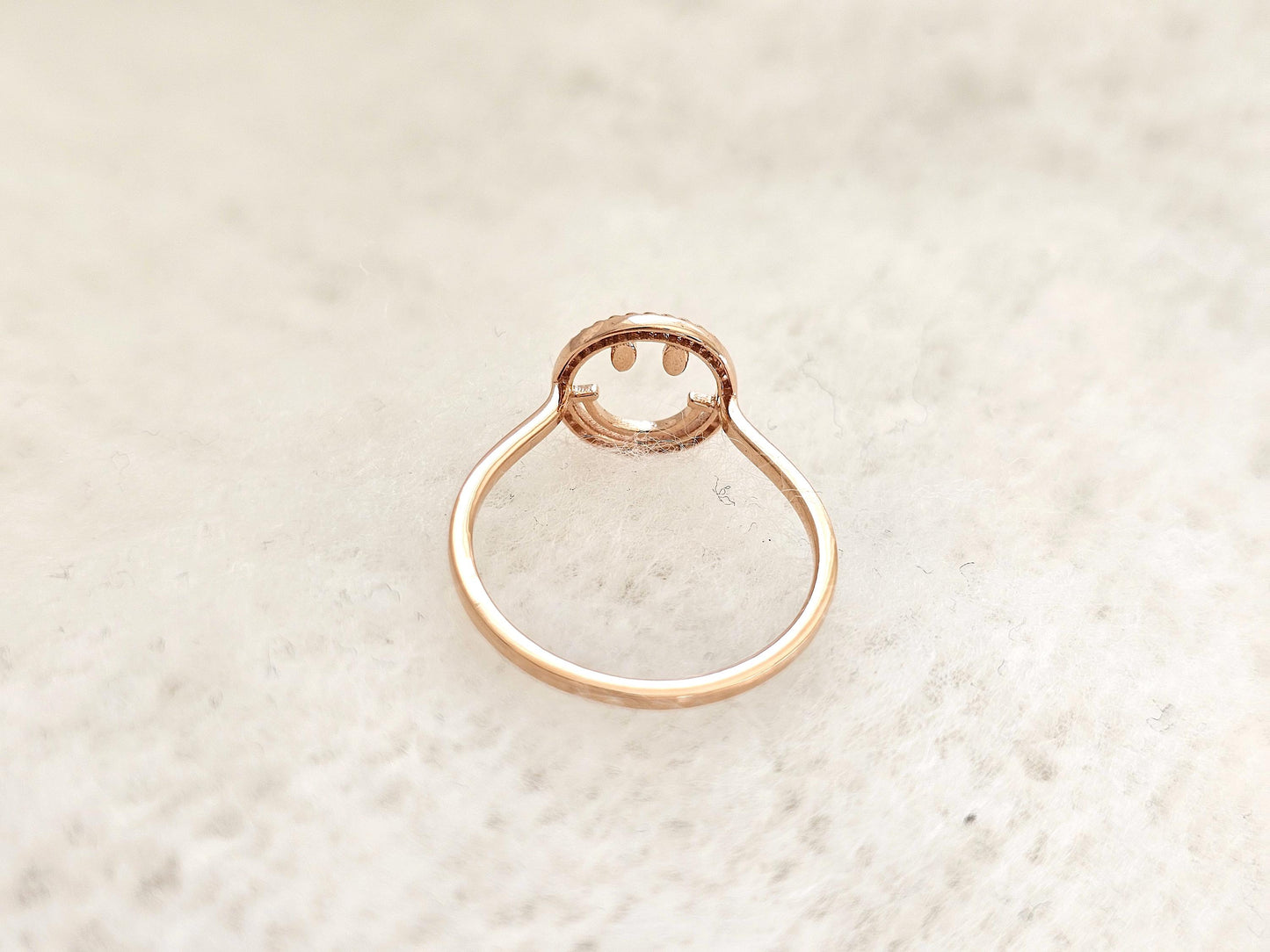 14K Solid Gold Handmade Ring Band with a Smiley Face