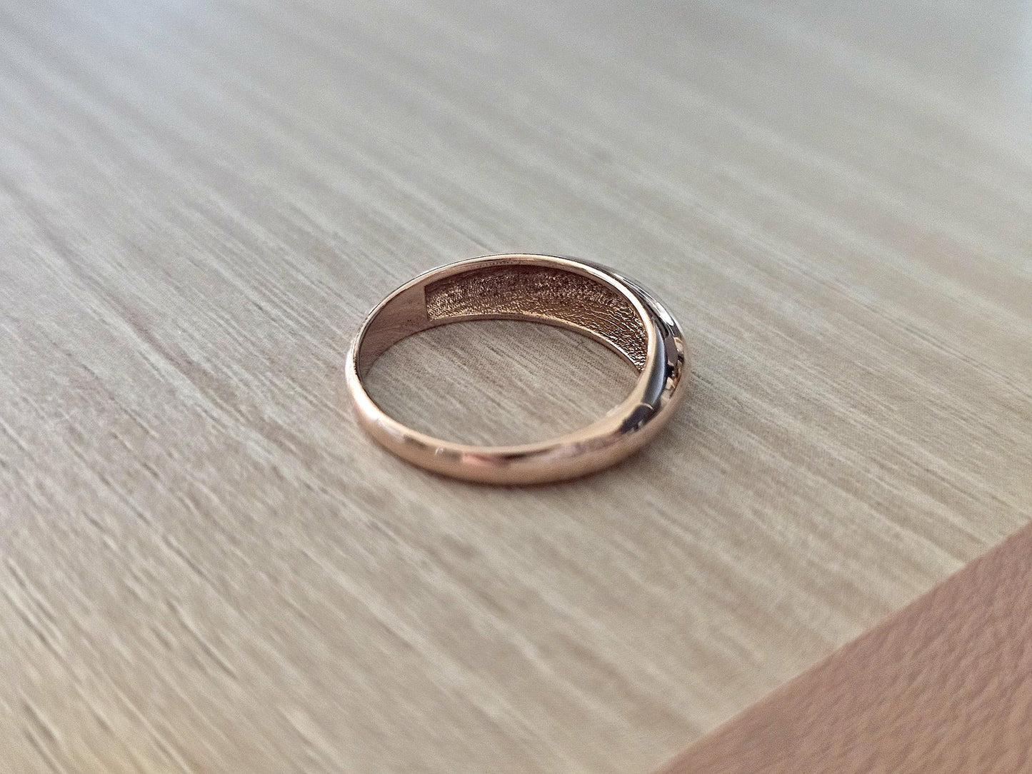 14K Solid Gold Handmade Ring Band Domed Oval Shape
