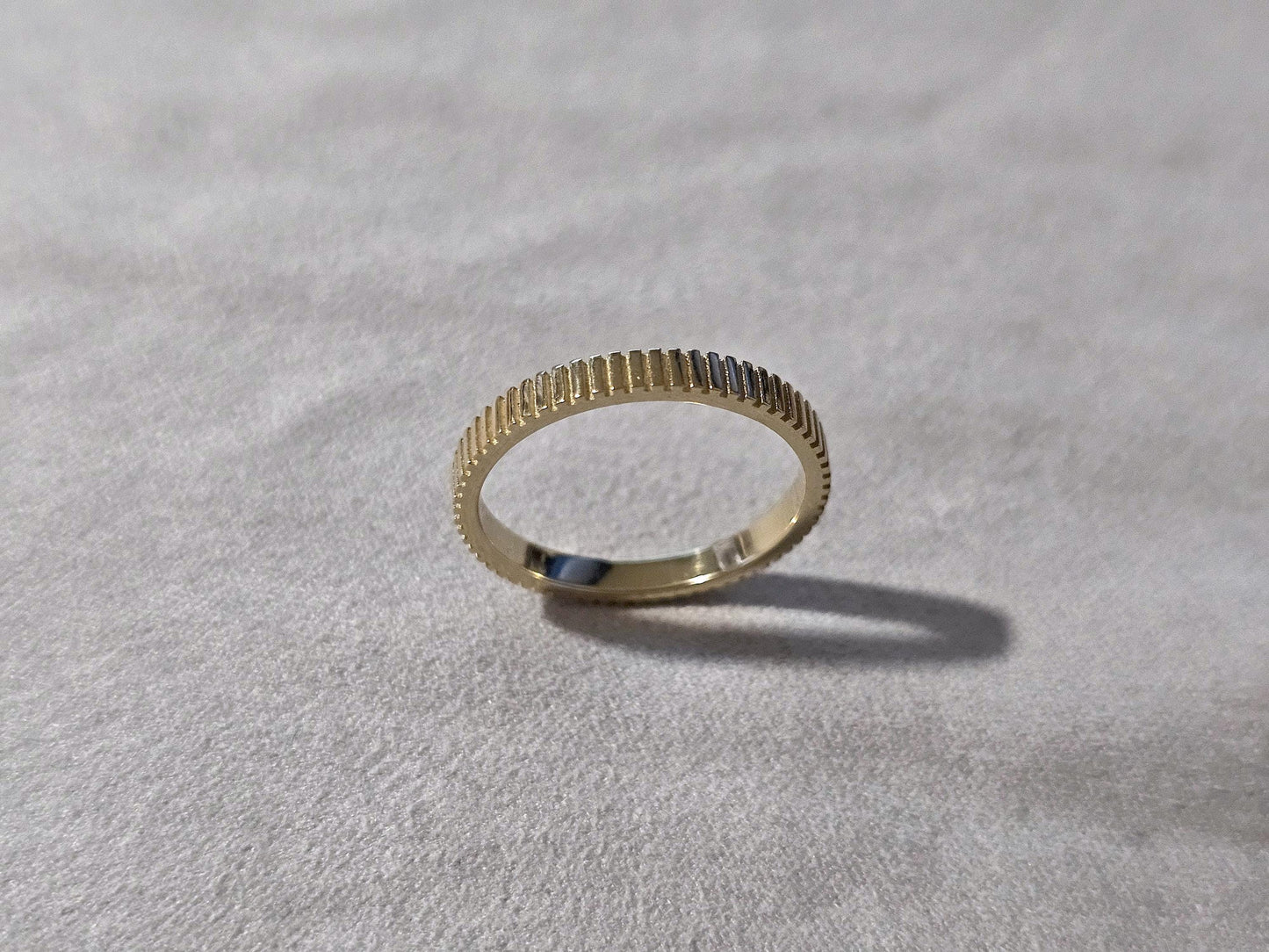 14K Solid Gold Handmade Ring Band with Milled Coin Edges