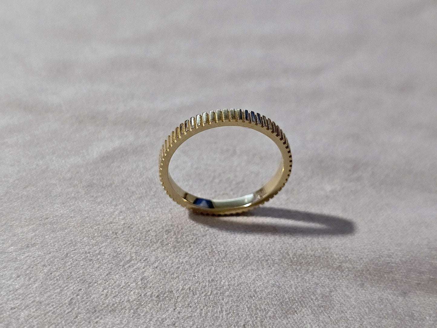 14K Solid Gold Handmade Ring Band with Milled Coin Edges