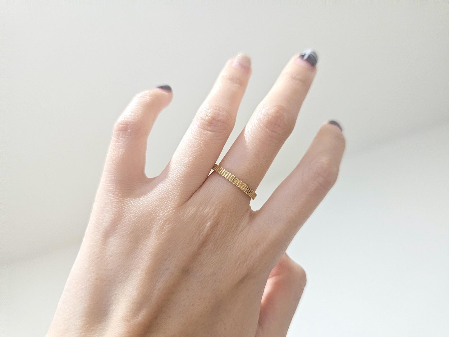 14K Solid Gold Handmade Ring Band with Milled Coin Edges