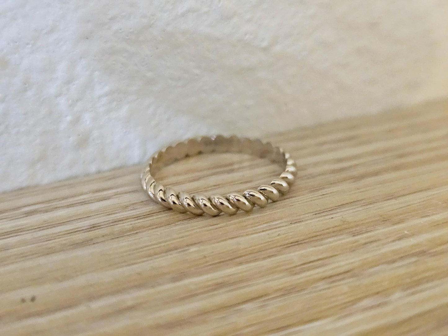 14K Solid Gold Handmade Twisted Rope Ring Band