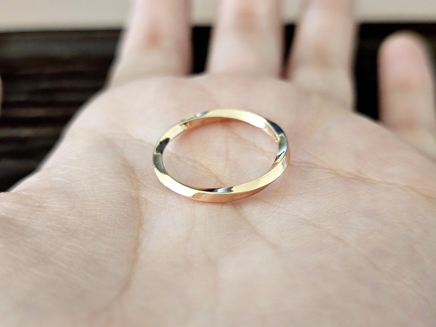 14K Solid Gold Handmade Twisted Waves Ring Band