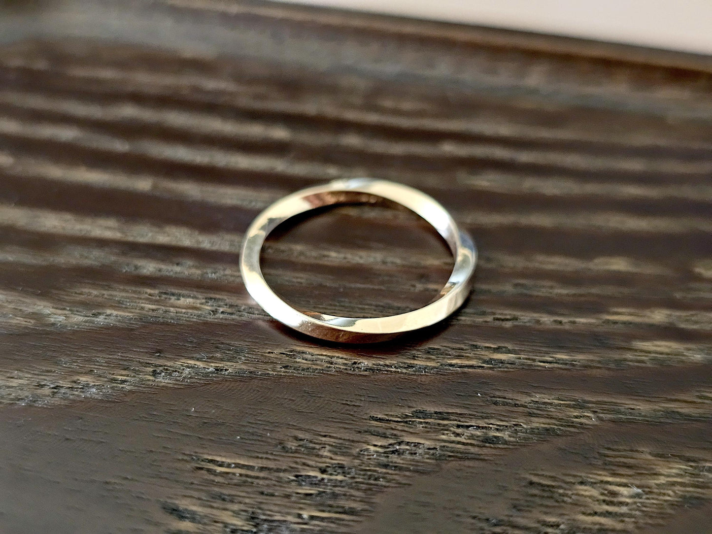 14K Solid Gold Handmade Twisted Waves Ring Band