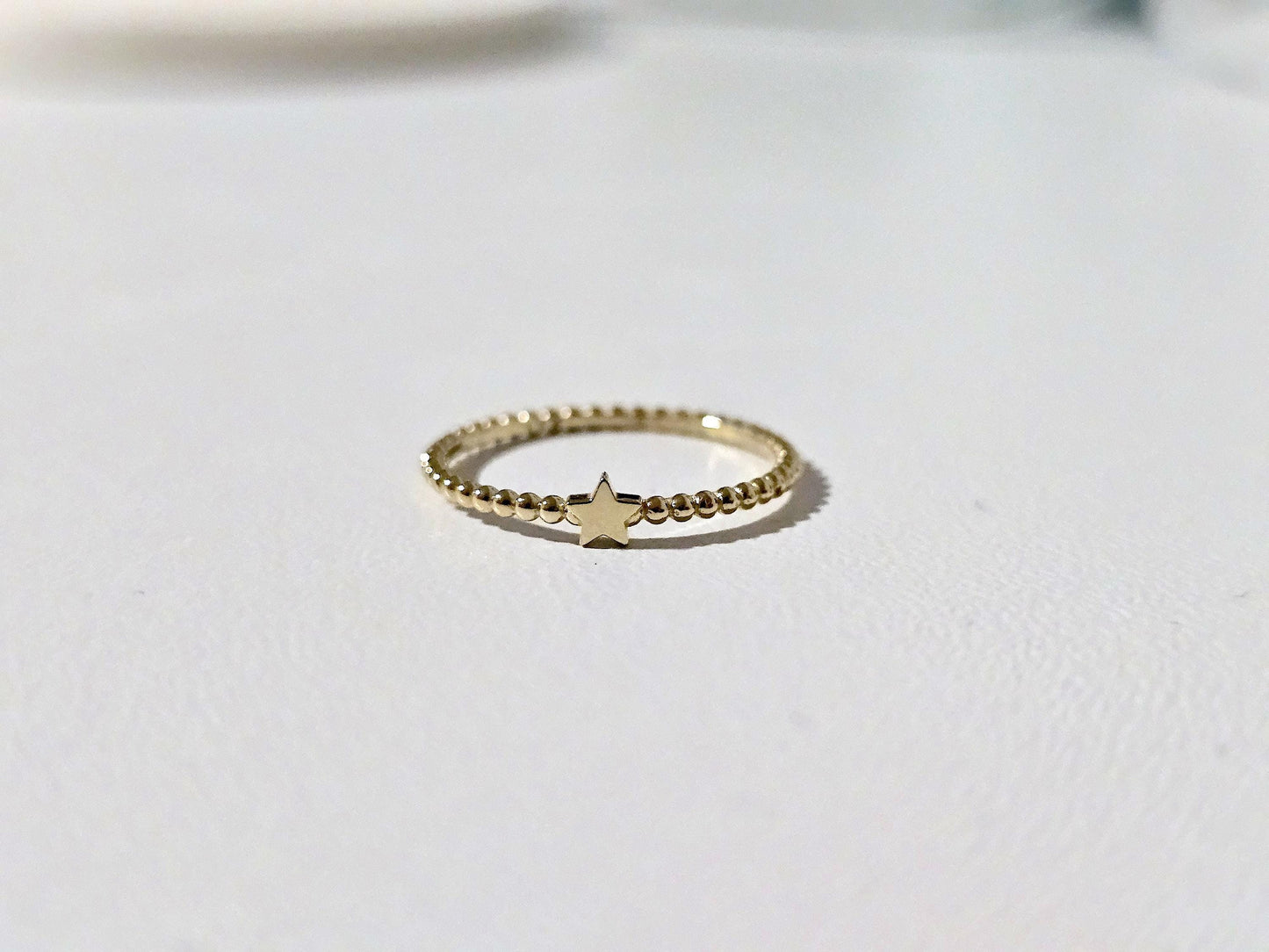 14K Solid Gold Handmade Ring Band with a Small Mini Star