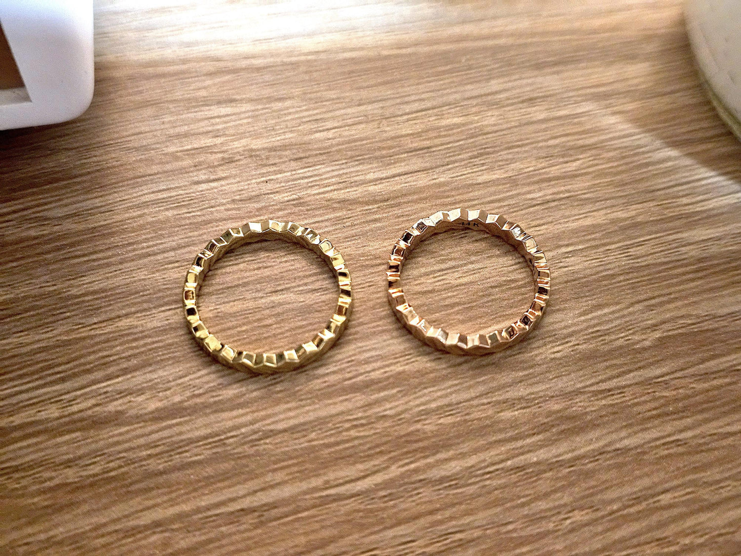 14K Solid Gold Handmade Hexagon Shaped Link Ring Band