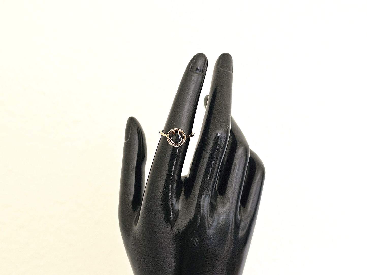 14K Solid Gold Handmade Ring Band with a Smiley Face