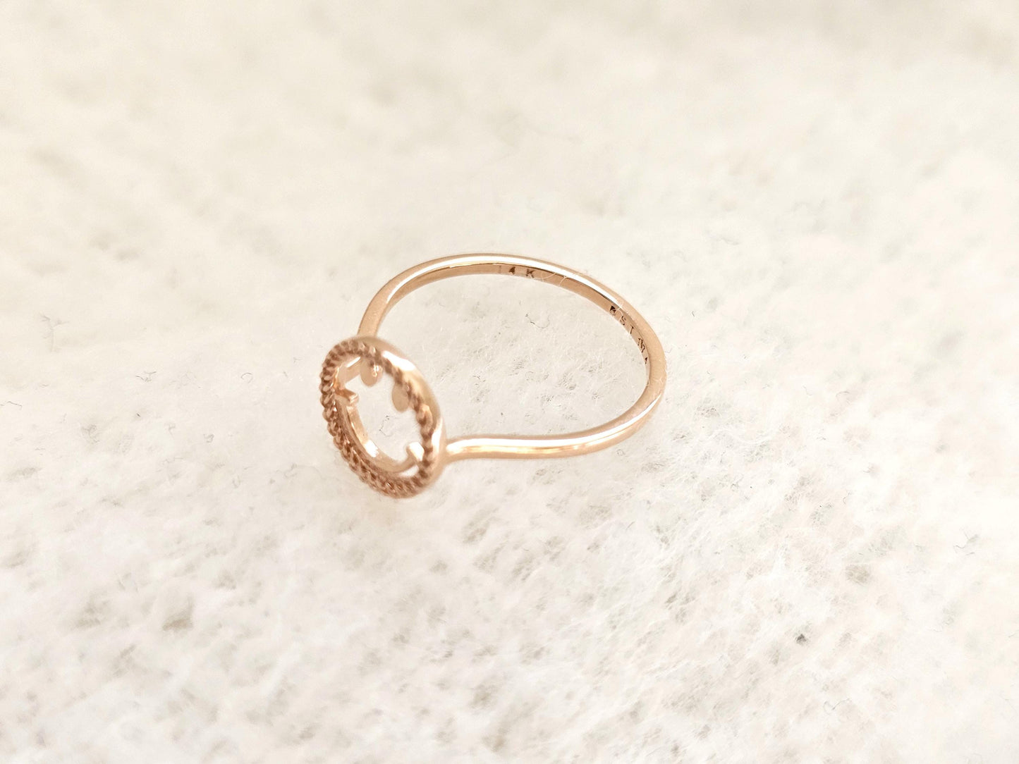 14K Solid Gold Handmade Ring Band with a Smiley Face