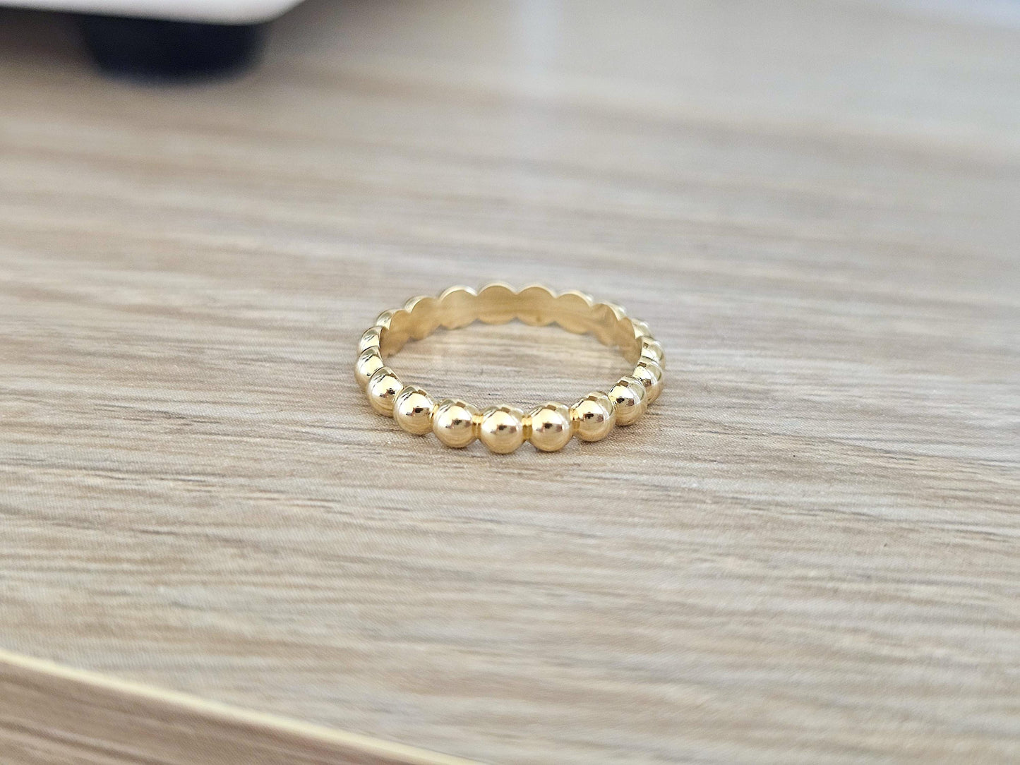 14K Solid Gold Handmade Ring Band Beaded Dots