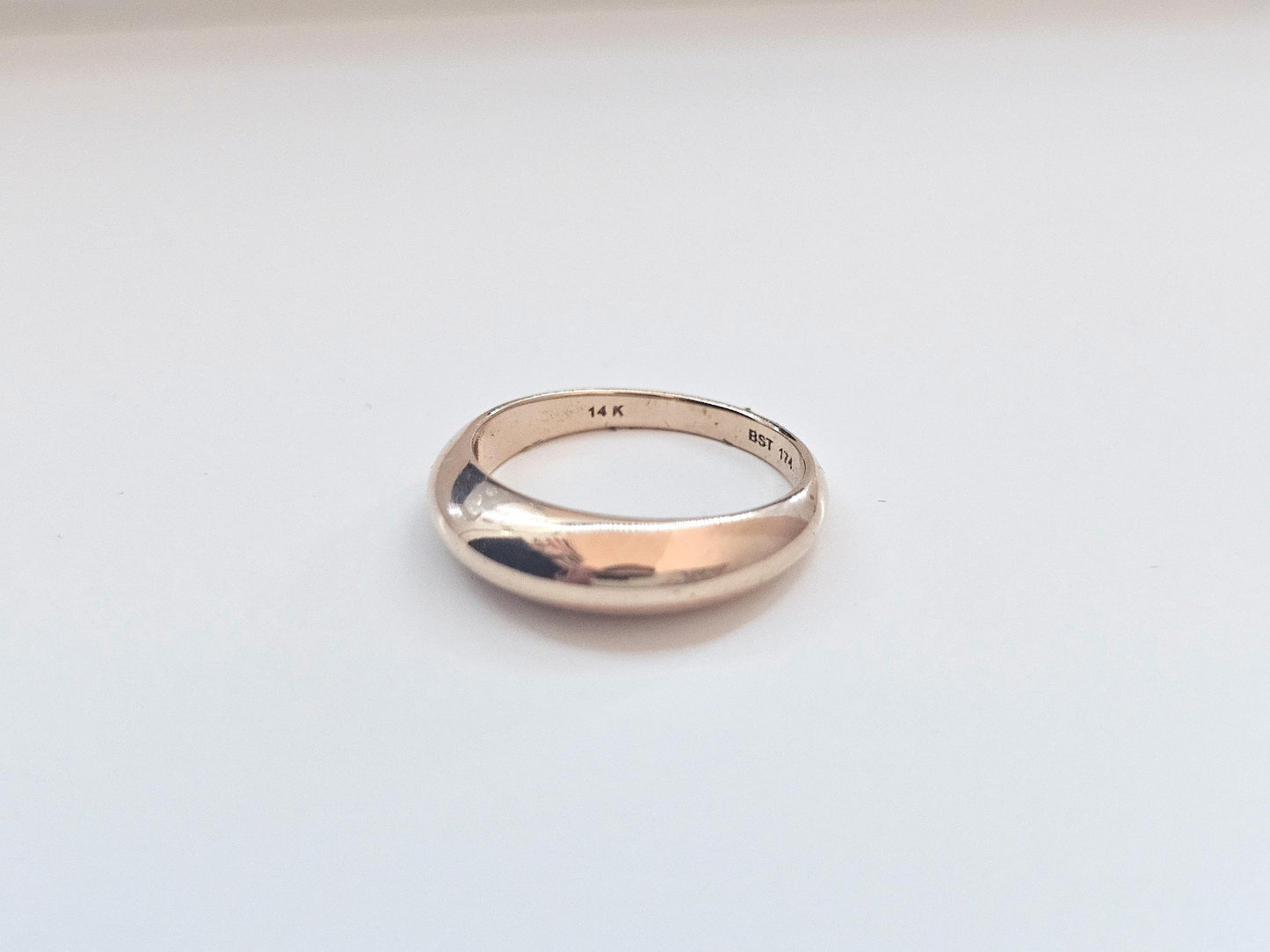 14K Solid Gold Handmade Ring Band Domed Oval Shape