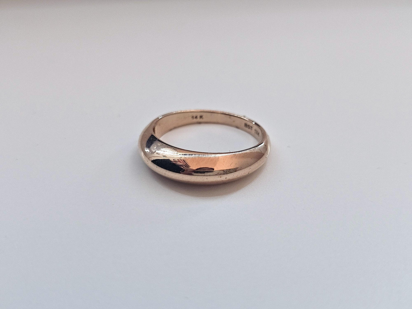 14K Solid Gold Handmade Ring Band Domed Oval Shape