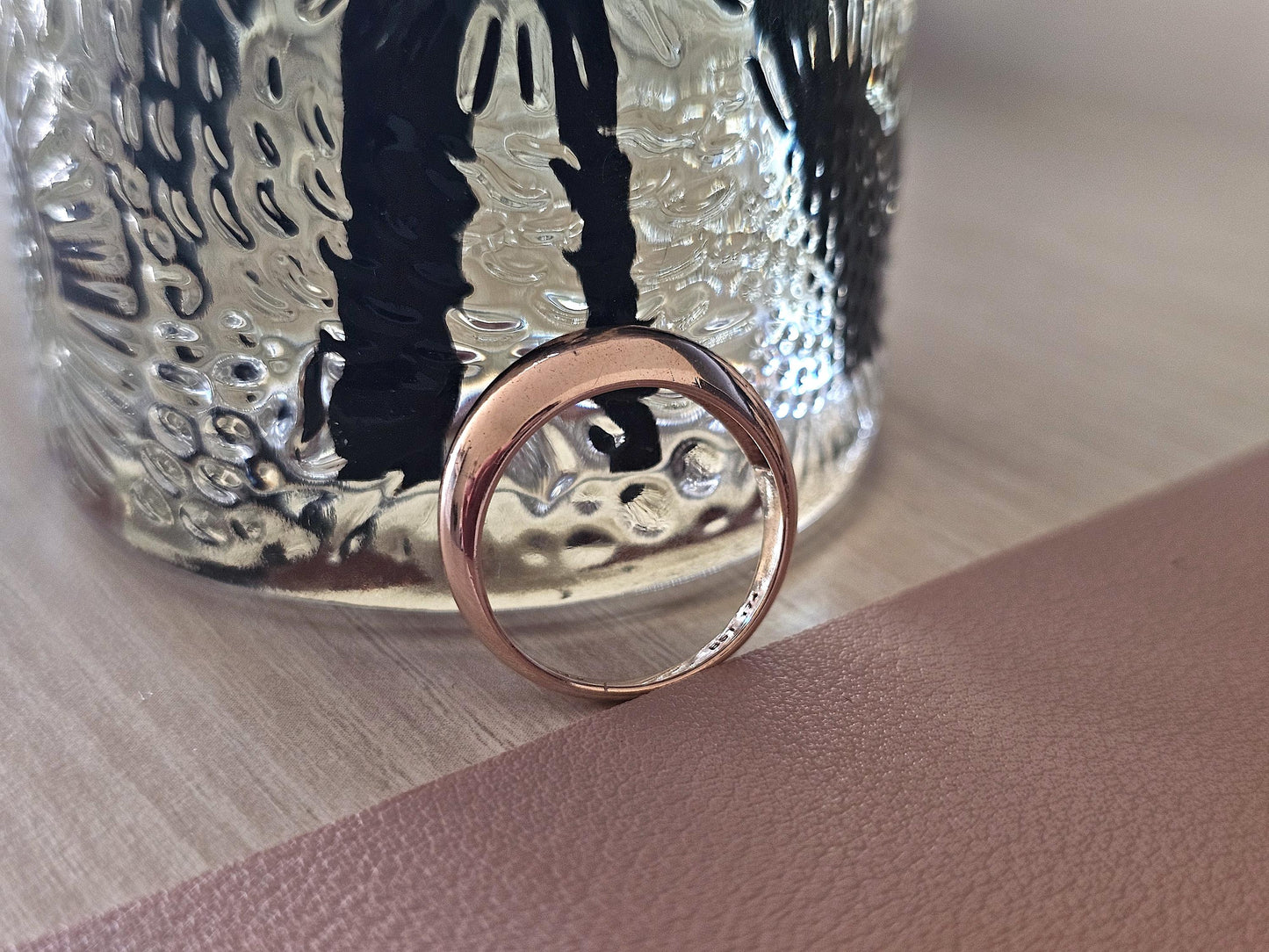 14K Solid Gold Handmade Ring Band Domed Oval Shape