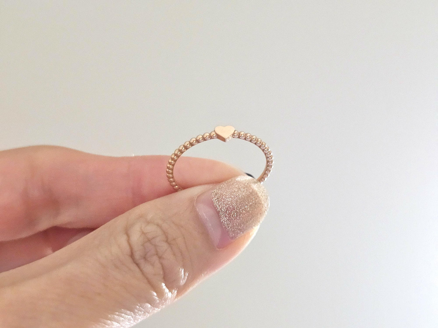 14K Solid Gold Handmade Ring Band with a Small Mini Single Heart