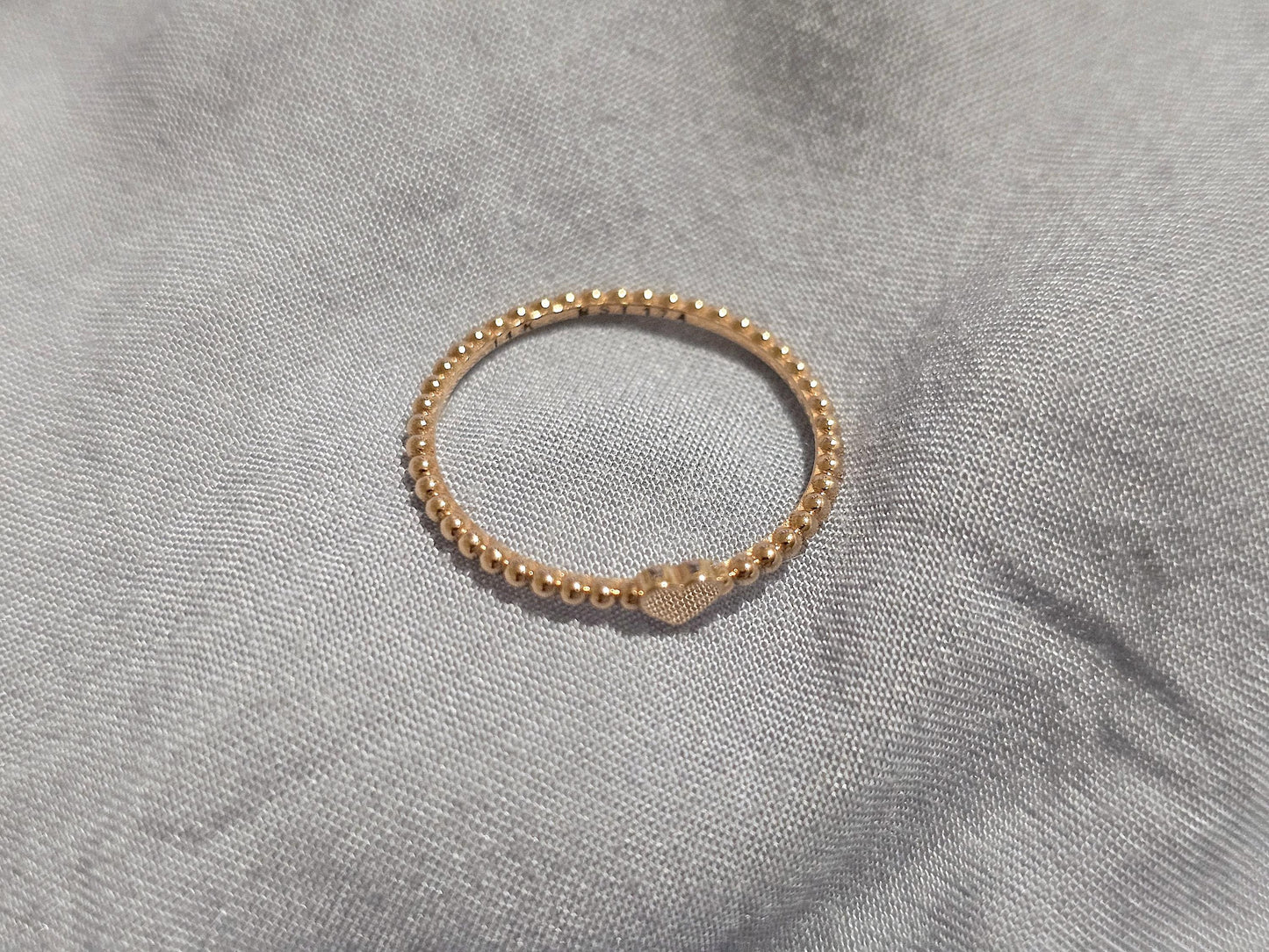 14K Solid Gold Handmade Ring Band with a Small Mini Single Heart