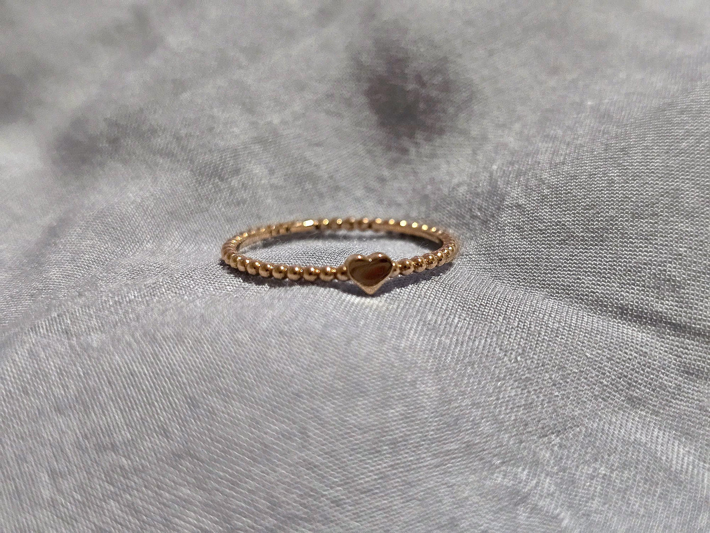 14K Solid Gold Handmade Ring Band with a Small Mini Single Heart