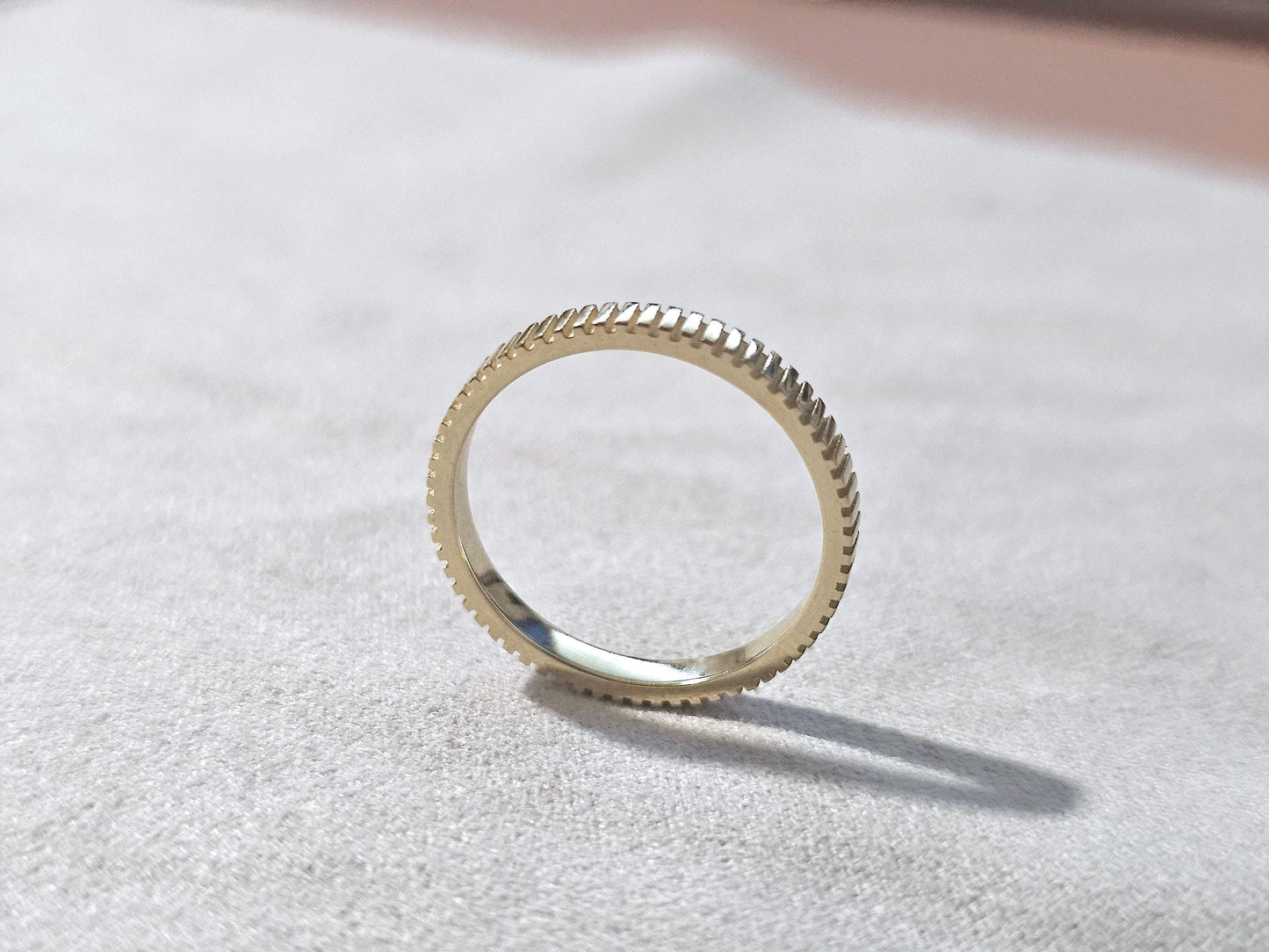 14K Solid Gold Handmade Ring Band with Milled Coin Edges