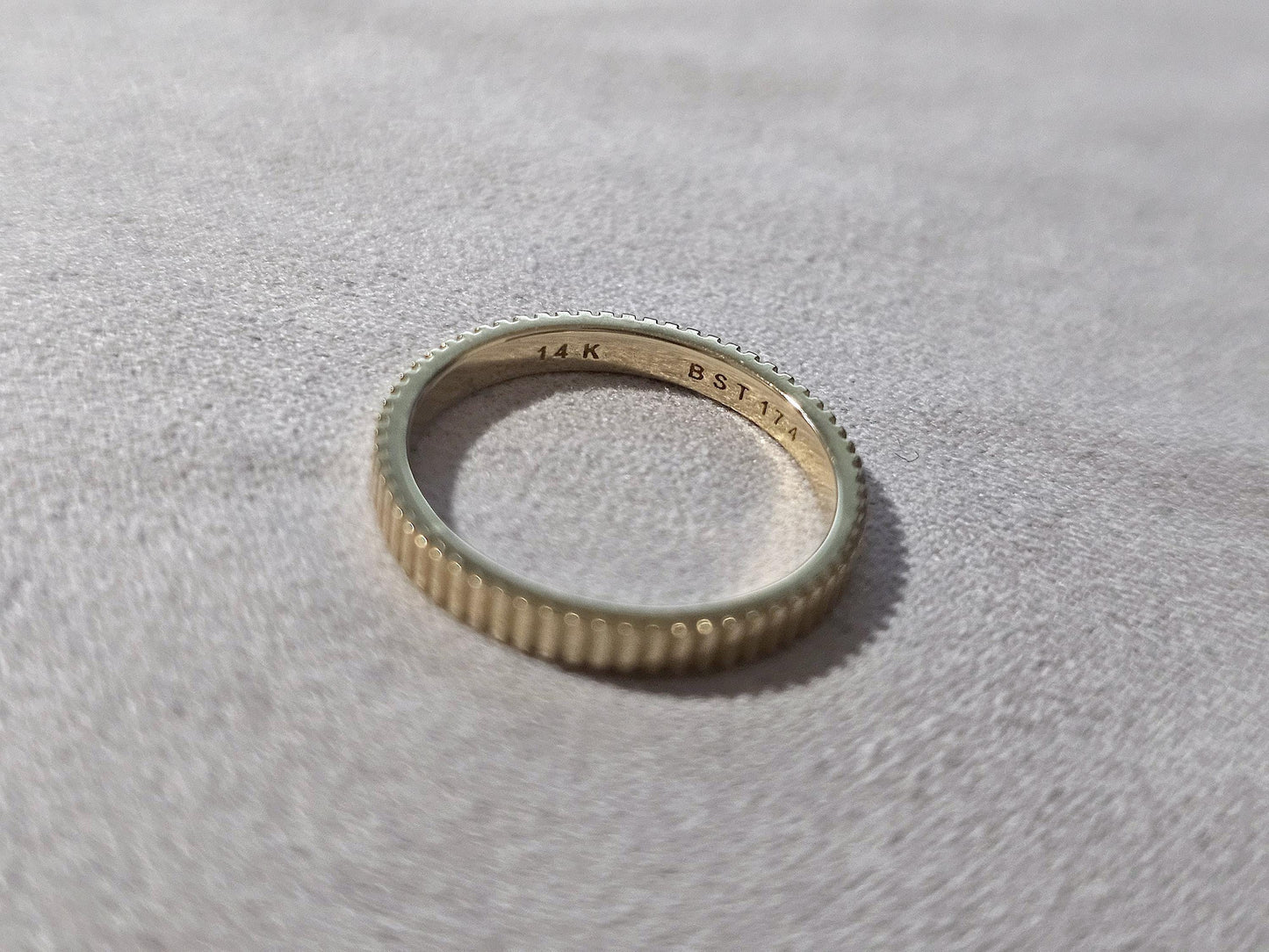 14K Solid Gold Handmade Ring Band with Milled Coin Edges